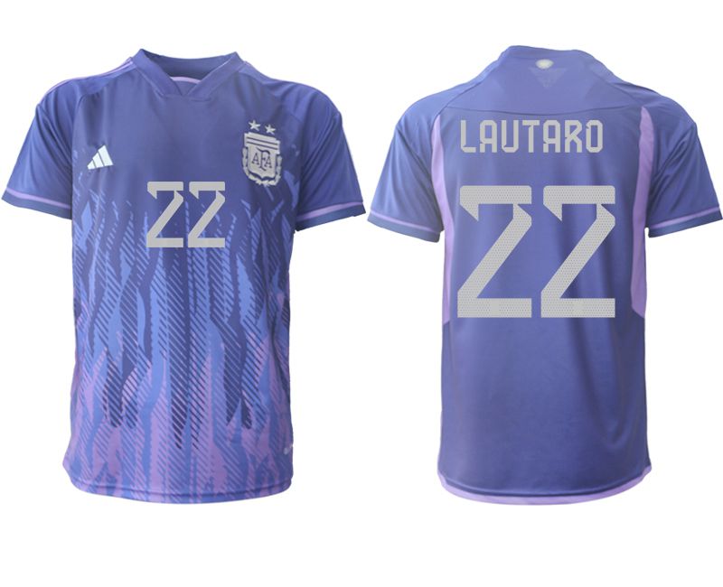 Men 2022 World Cup National Team Argentina away aaa version purple #22 Soccer Jersey